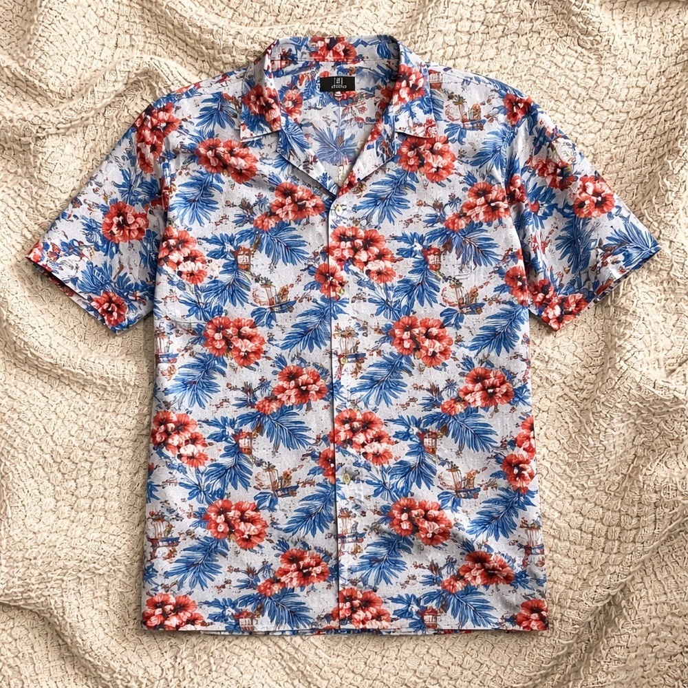 George Men's Floral Button Down Shirt - 2XL